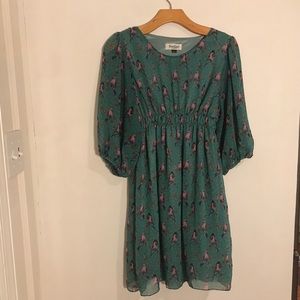 Beautiful ModCloth Green Bird Dress